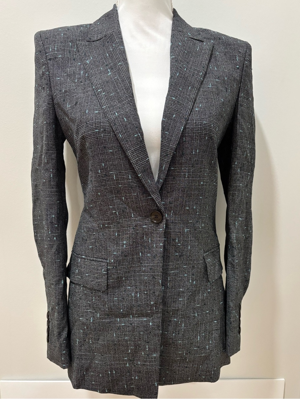 BOSS Wool Blazer, Janeri, Plaid, Single Button Size 2, Business, Work, Casual